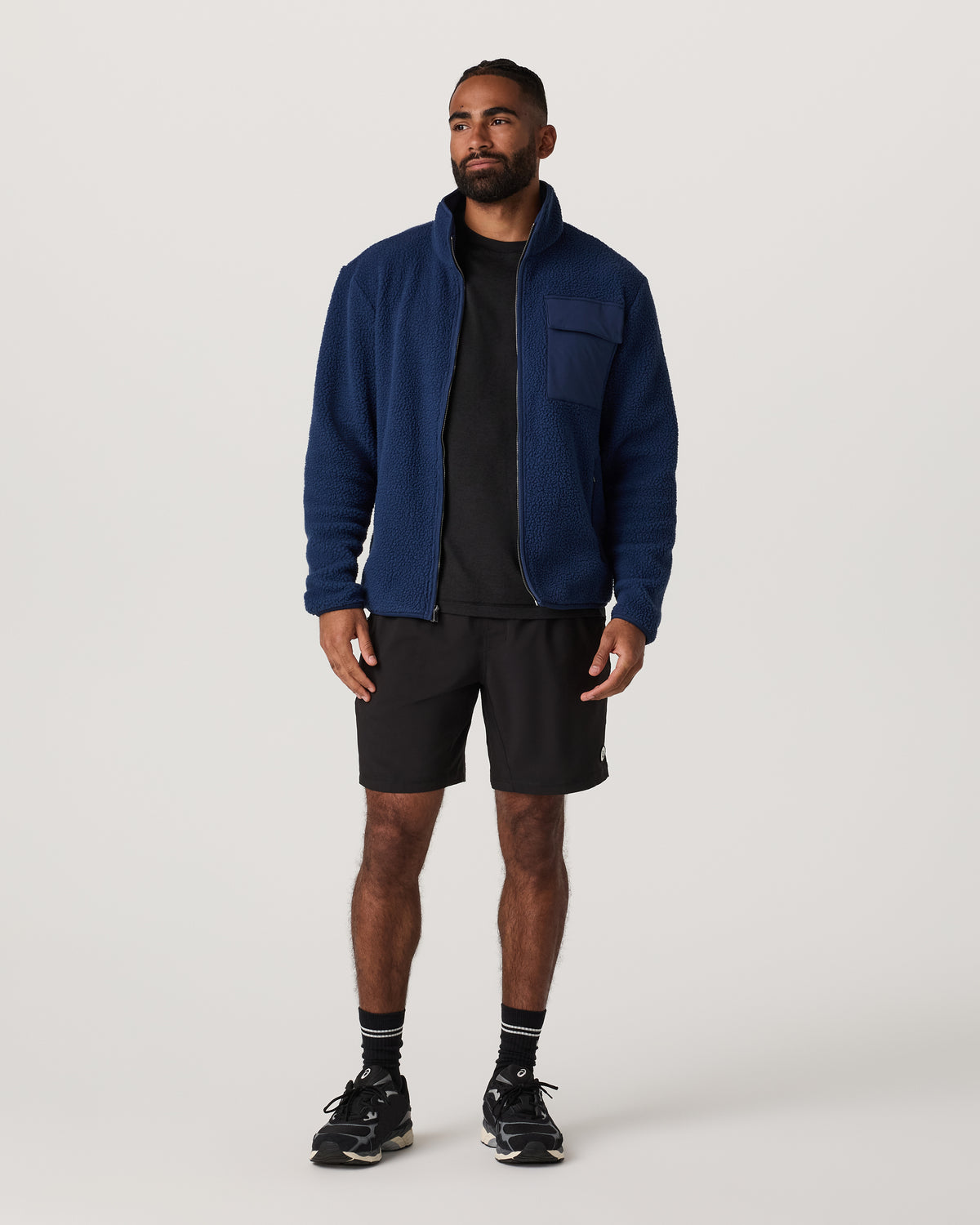 Alpine Fleece Full Zip Men's Blue Coast Mock Neck Jacket - Image 3