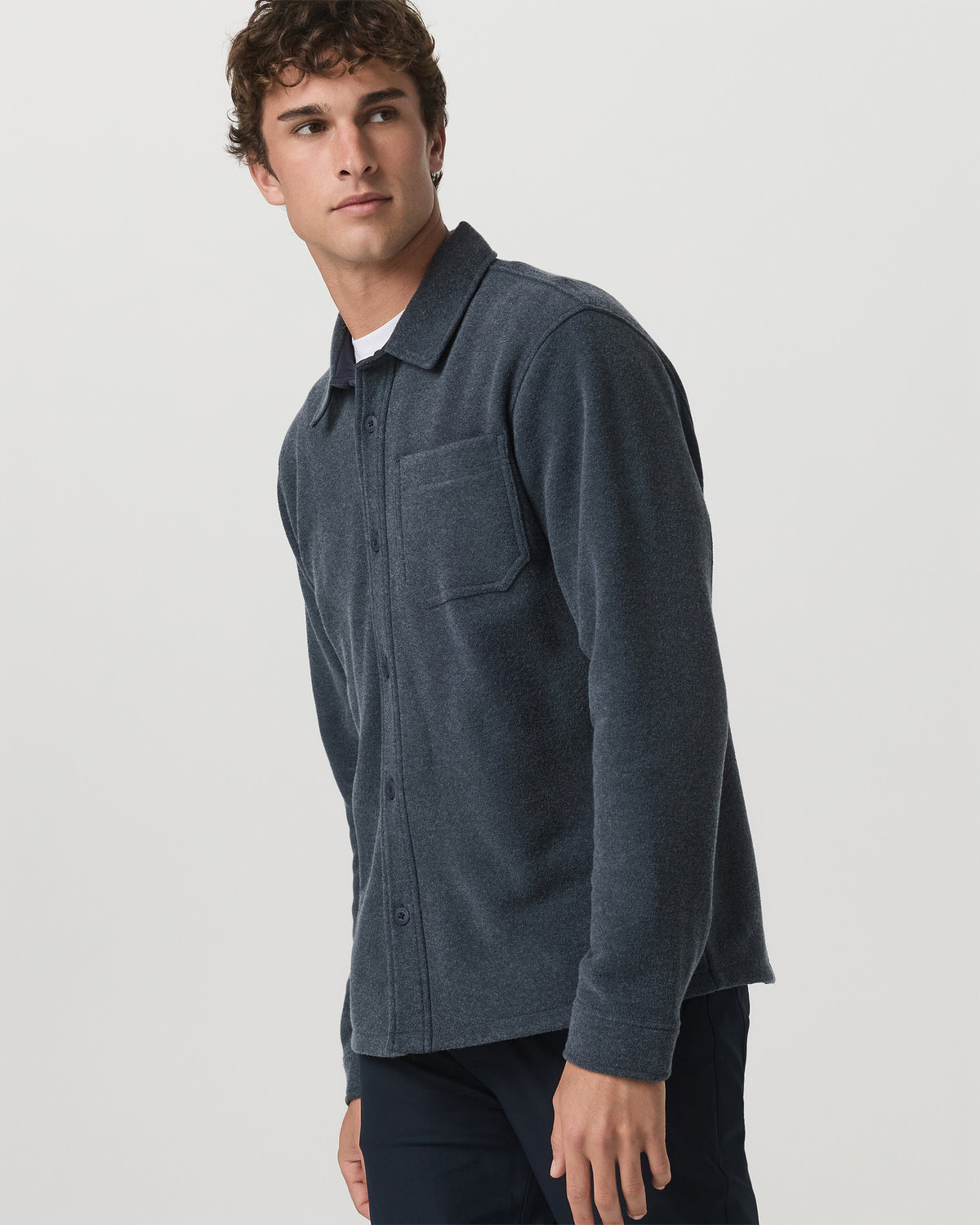 Beach Fleece Shirt Jacket Men's Ink Heather Jacket - Image 5