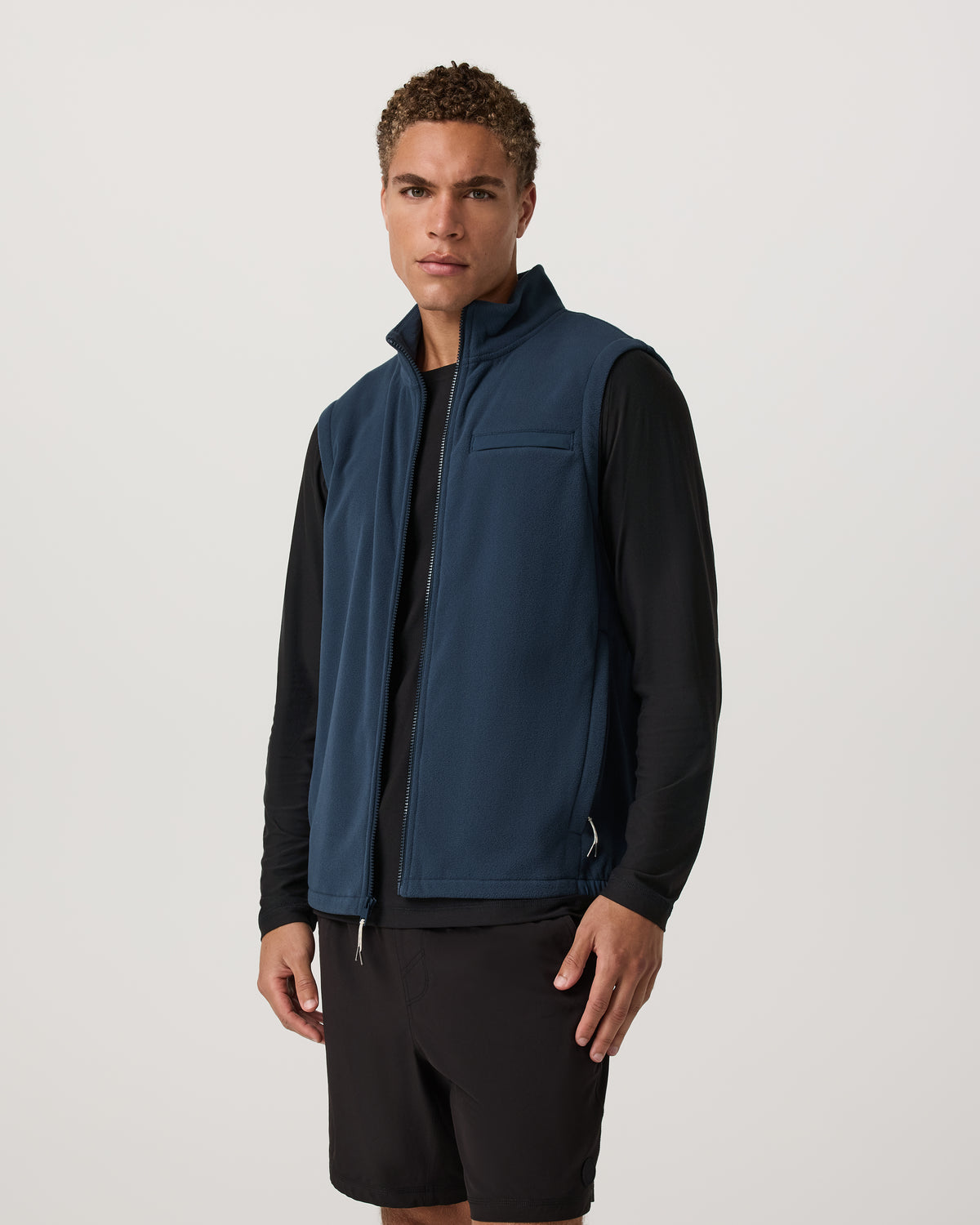 Aspen Vest Men's Ocean Blue Zip-Up Fleece Vest - Image 5