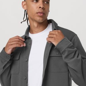 Waffle Shirt Jacket Men's Versatile Dark Pewter Jacket