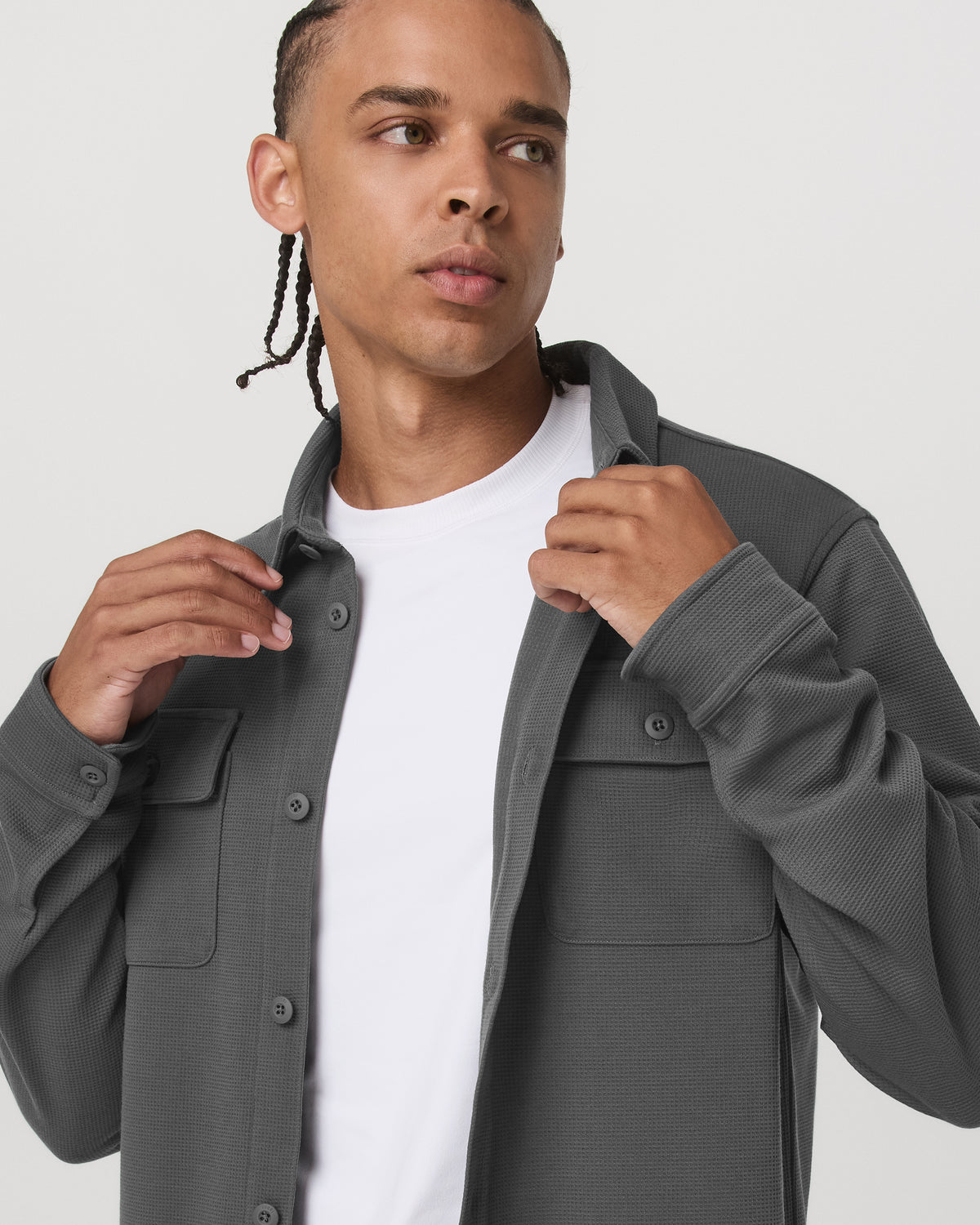 Waffle Shirt Jacket Men's Versatile Dark Pewter Jacket