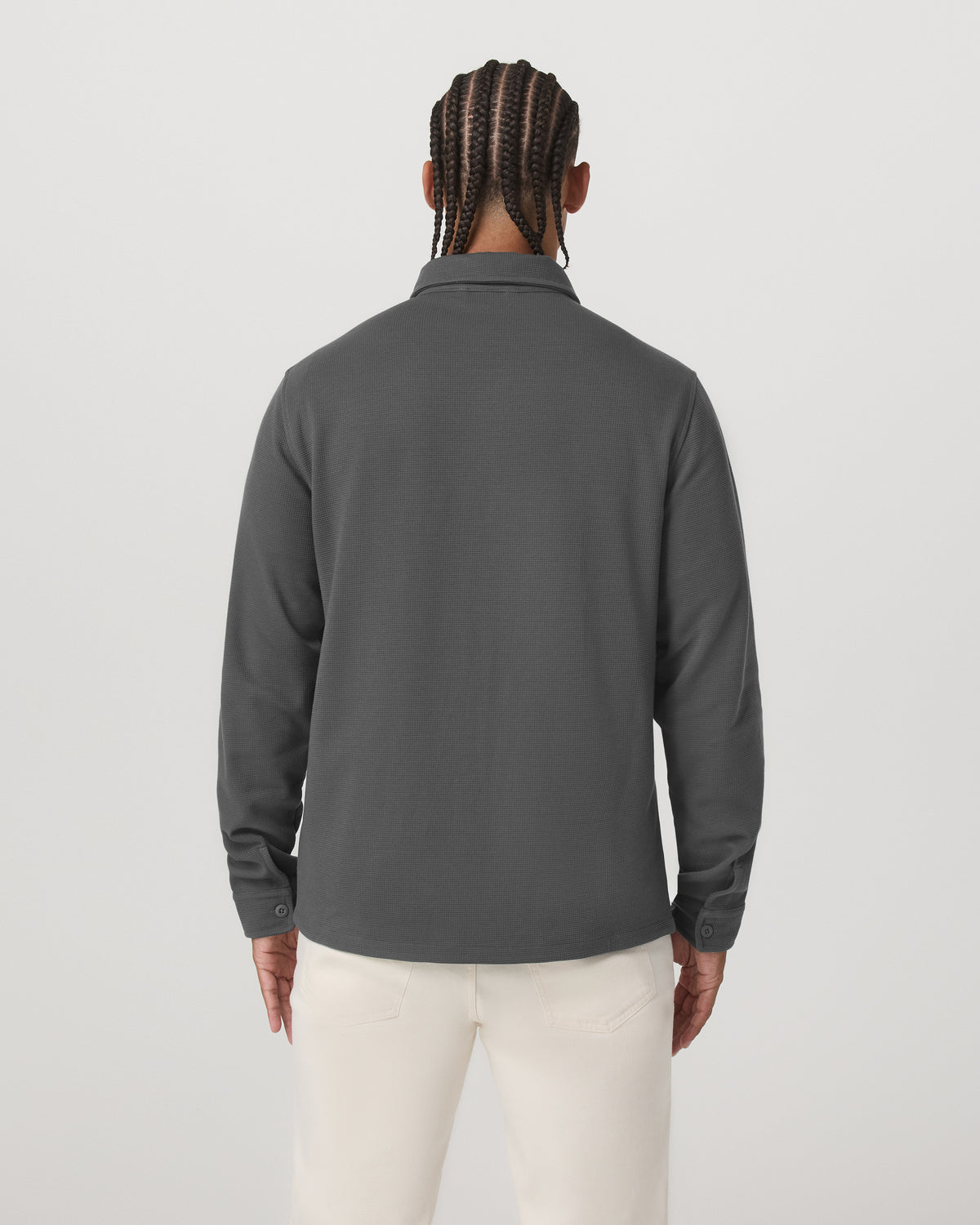 Waffle Shirt Jacket Men's Versatile Dark Pewter Jacket - Image 3