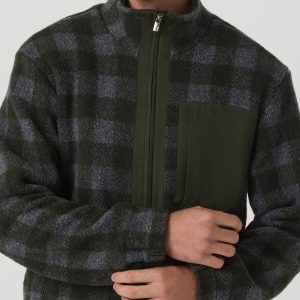 Ridge Fleece Jacket Men's Olive Plaid Zip-Up