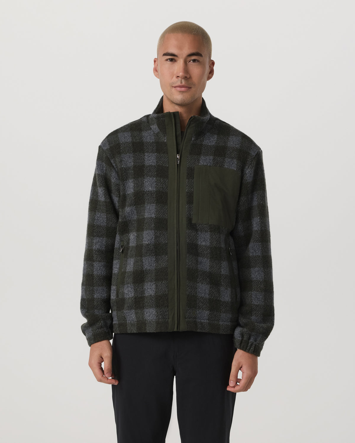 Ridge Fleece Jacket Men's Olive Plaid Zip-Up - Image 2
