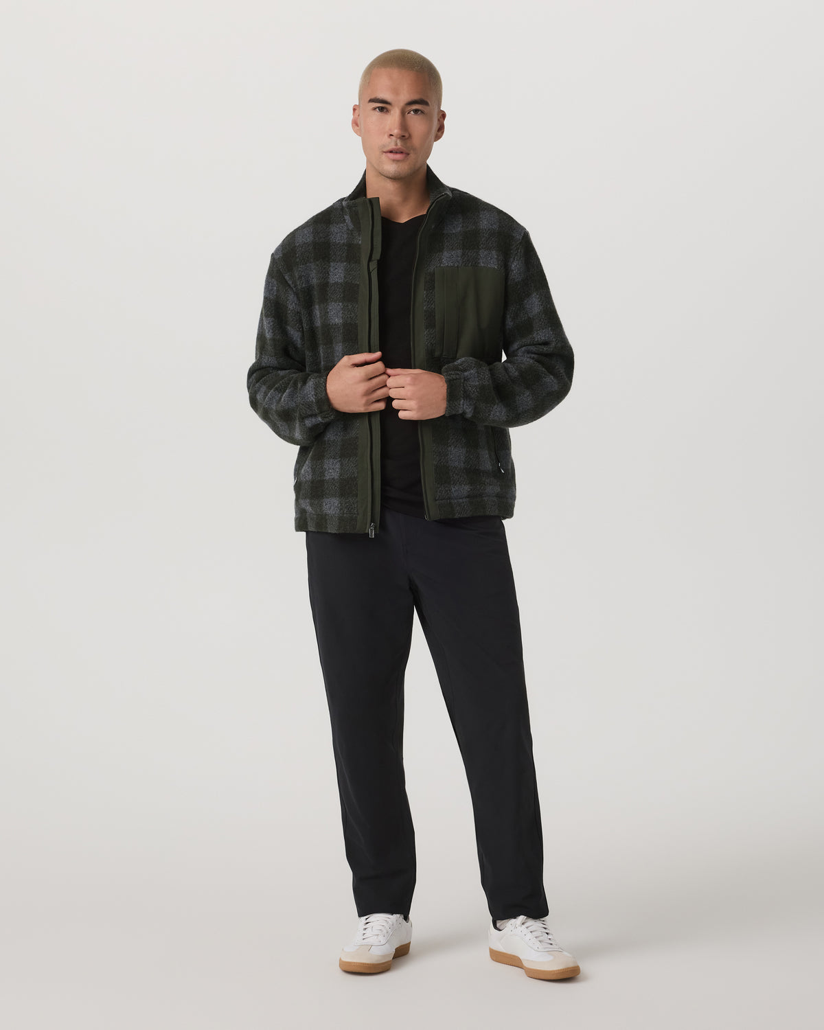 Ridge Fleece Jacket Men's Olive Plaid Zip-Up - Image 4