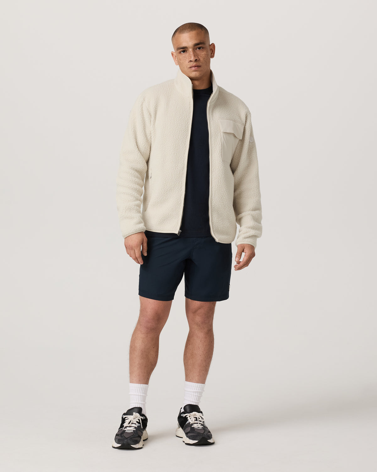 Alpine Fleece Full Zip Men's Bone Mock Neck Jacket - Image 3