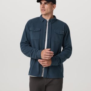 Aspen Shirt Jacket Men's Ocean Blue Fleece Shirt Jacket