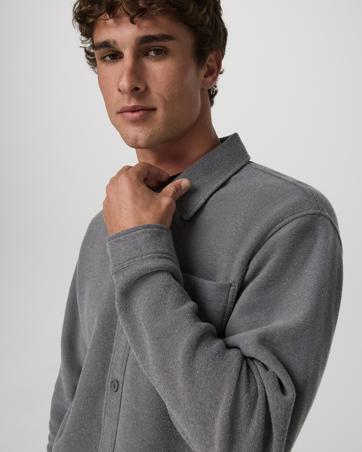 Beach Fleece Shirt Jacket Men's Pinecone Heather Jacket - Image 2