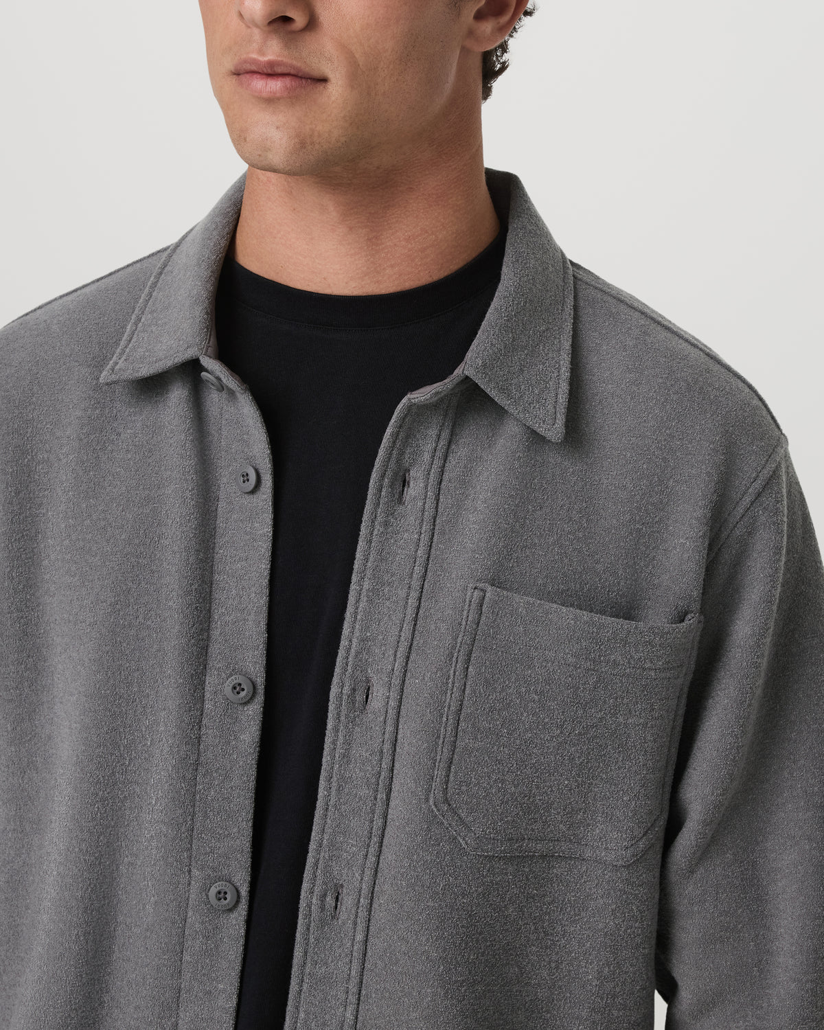 Beach Fleece Shirt Jacket Men's Pinecone Heather Jacket - Image 3