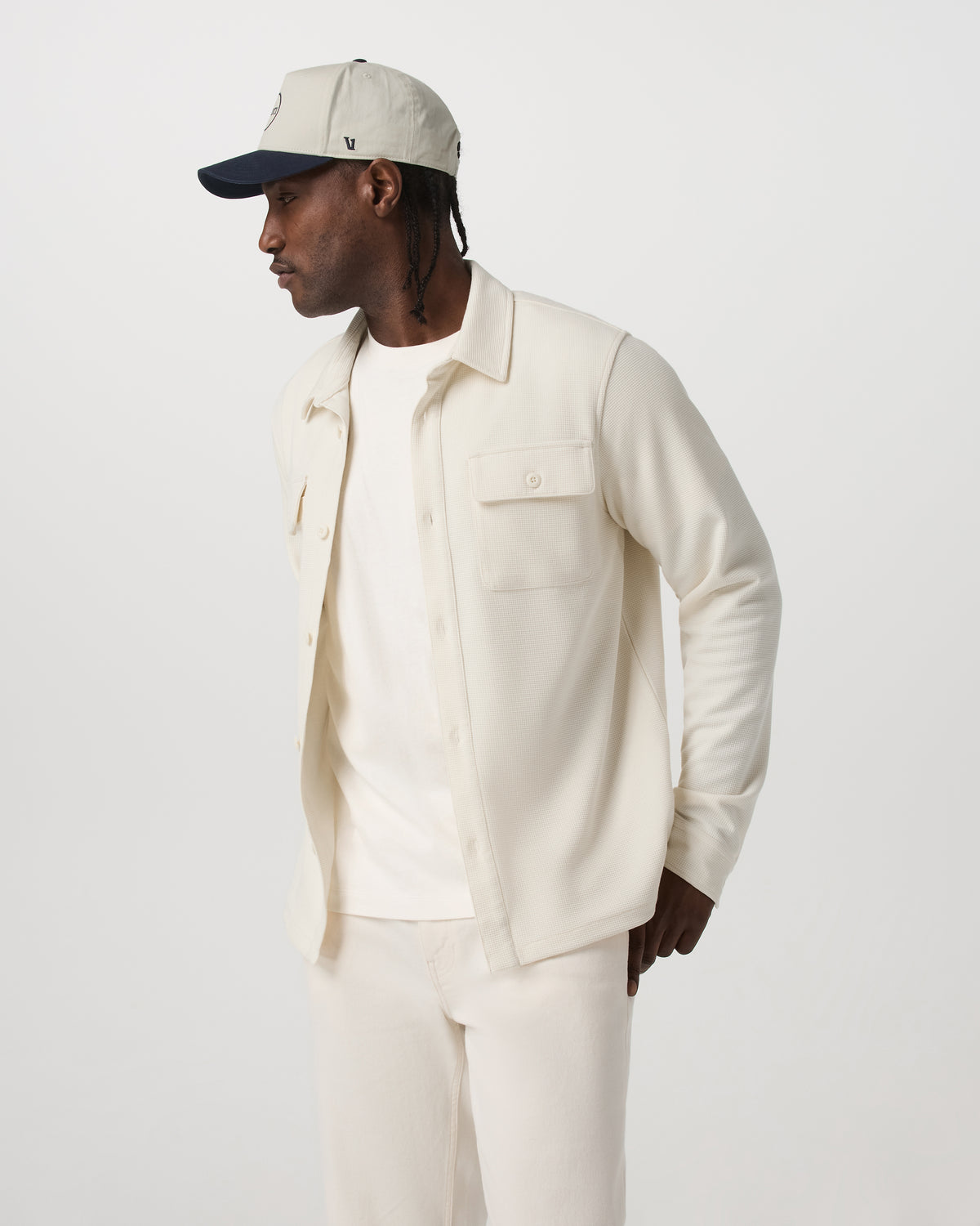 Waffle Shirt Jacket Versatile Men's Natural Shirt Jacket