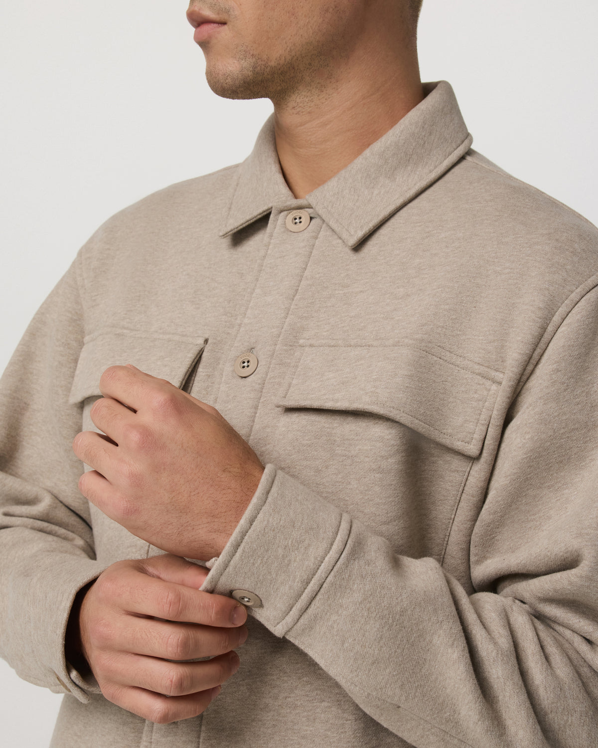 Seaside Shirt Jacket Men's Acorn Heather Fleece Jacket - Image 2