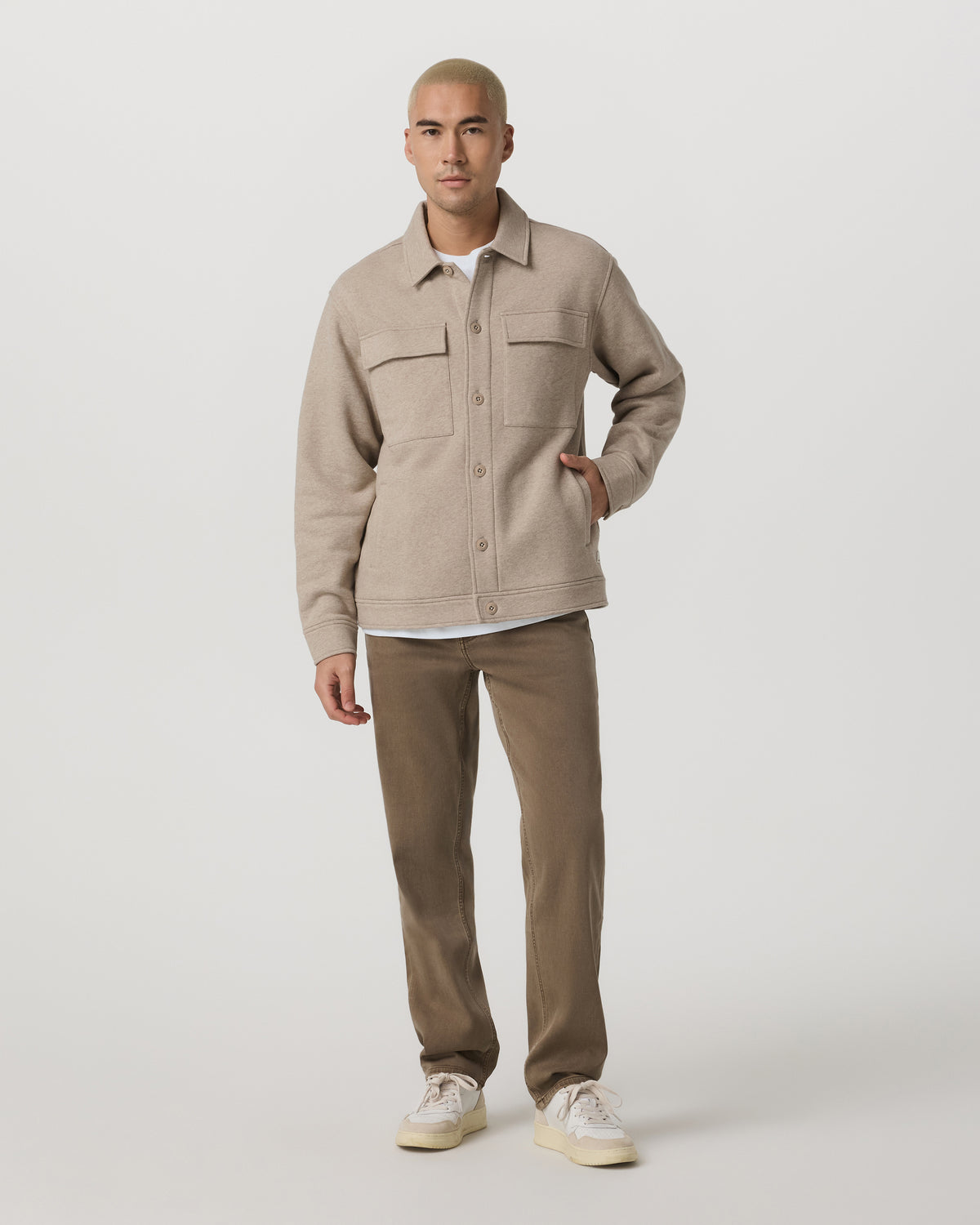 Seaside Shirt Jacket Men's Acorn Heather Fleece Jacket - Image 3