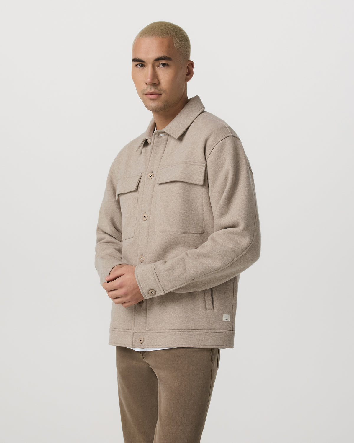 Seaside Shirt Jacket Men's Acorn Heather Fleece Jacket - Image 5