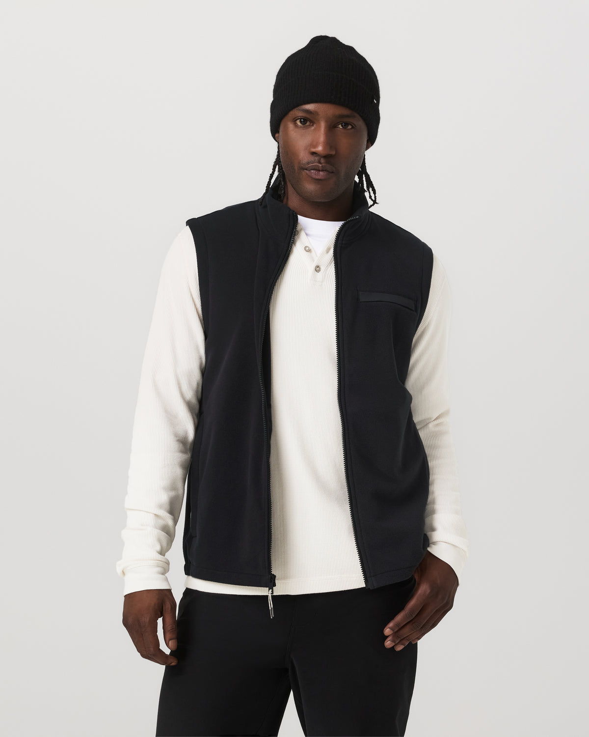 Aspen Vest Men's Black Zip-Up Fleece Vest