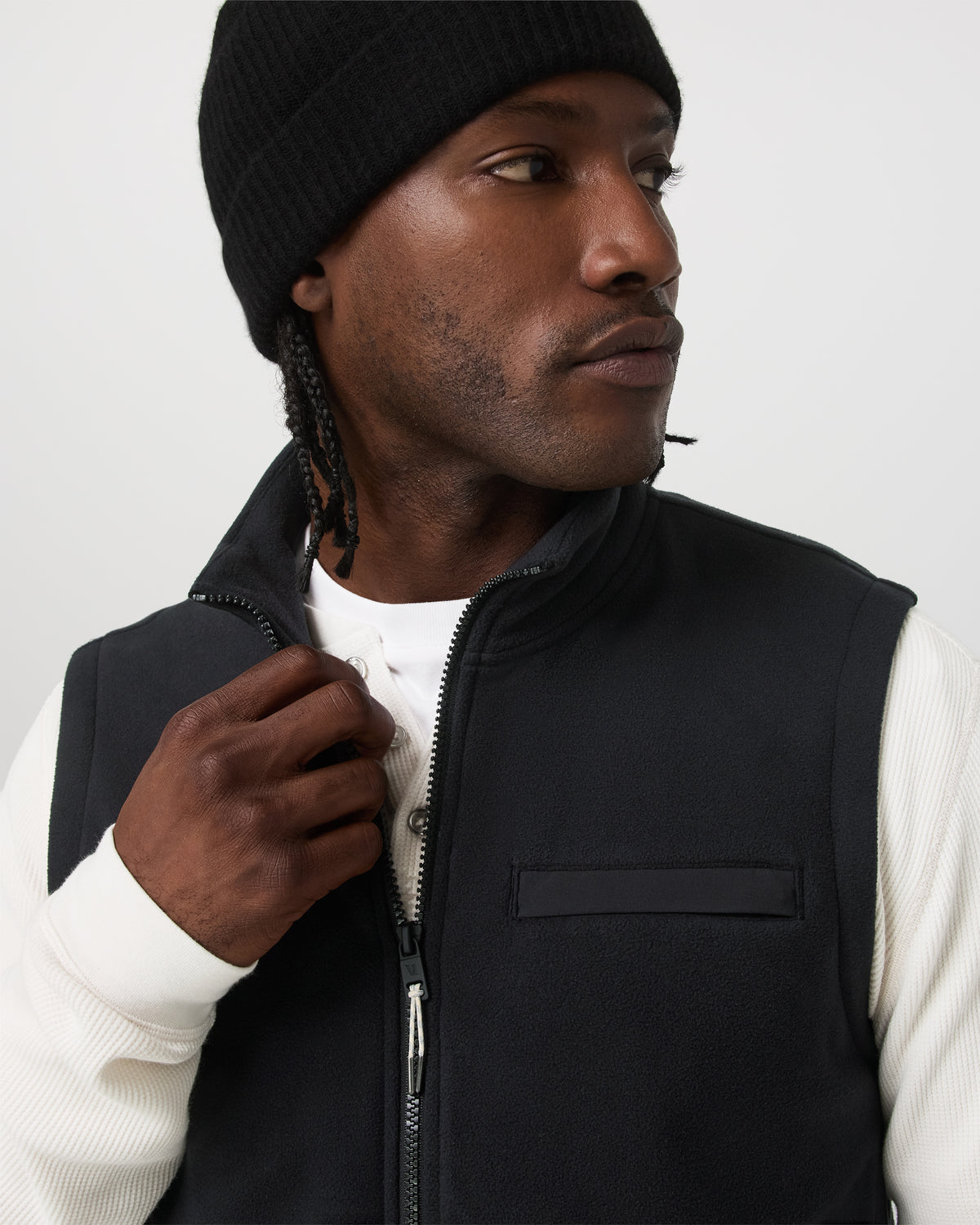 Aspen Vest Men's Black Zip-Up Fleece Vest - Image 2
