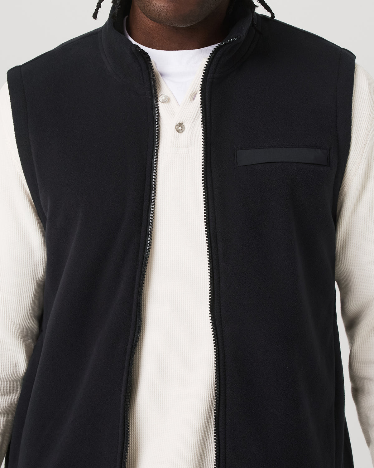 Aspen Vest Men's Black Zip-Up Fleece Vest - Image 5