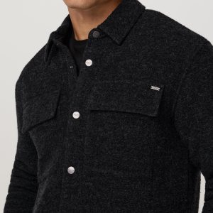 Plymouth Wool Shirt Jacket Dark Black Heather Jacket