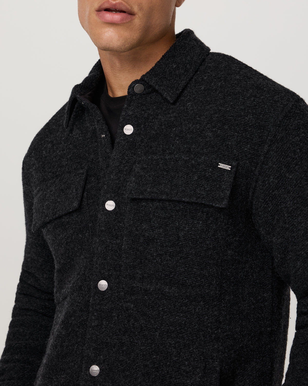 Plymouth Wool Shirt Jacket Dark Black Heather Jacket