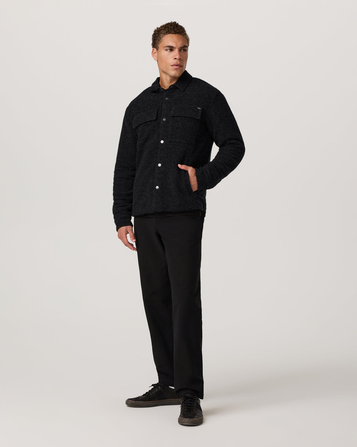 Plymouth Wool Shirt Jacket Dark Black Heather Jacket - Image 3