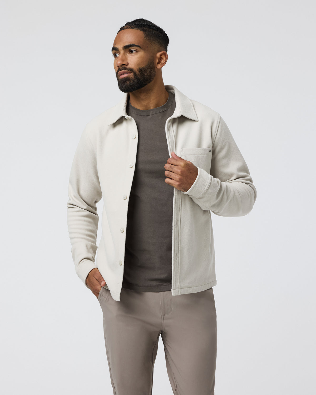 Beldon Shirt Jacket Knit Twill Oatmeal