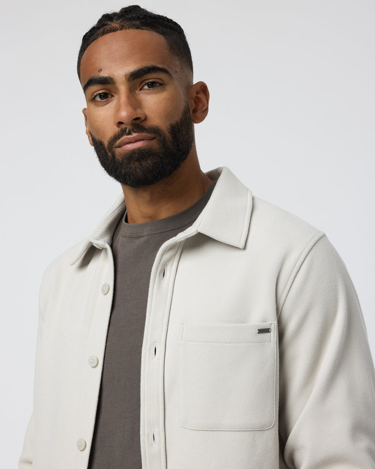 Beldon Shirt Jacket Knit Twill Oatmeal - Image 2