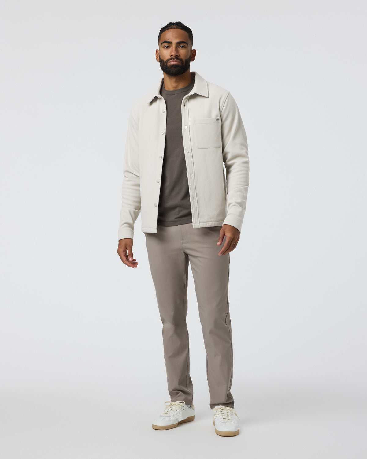 Beldon Shirt Jacket Knit Twill Oatmeal - Image 4