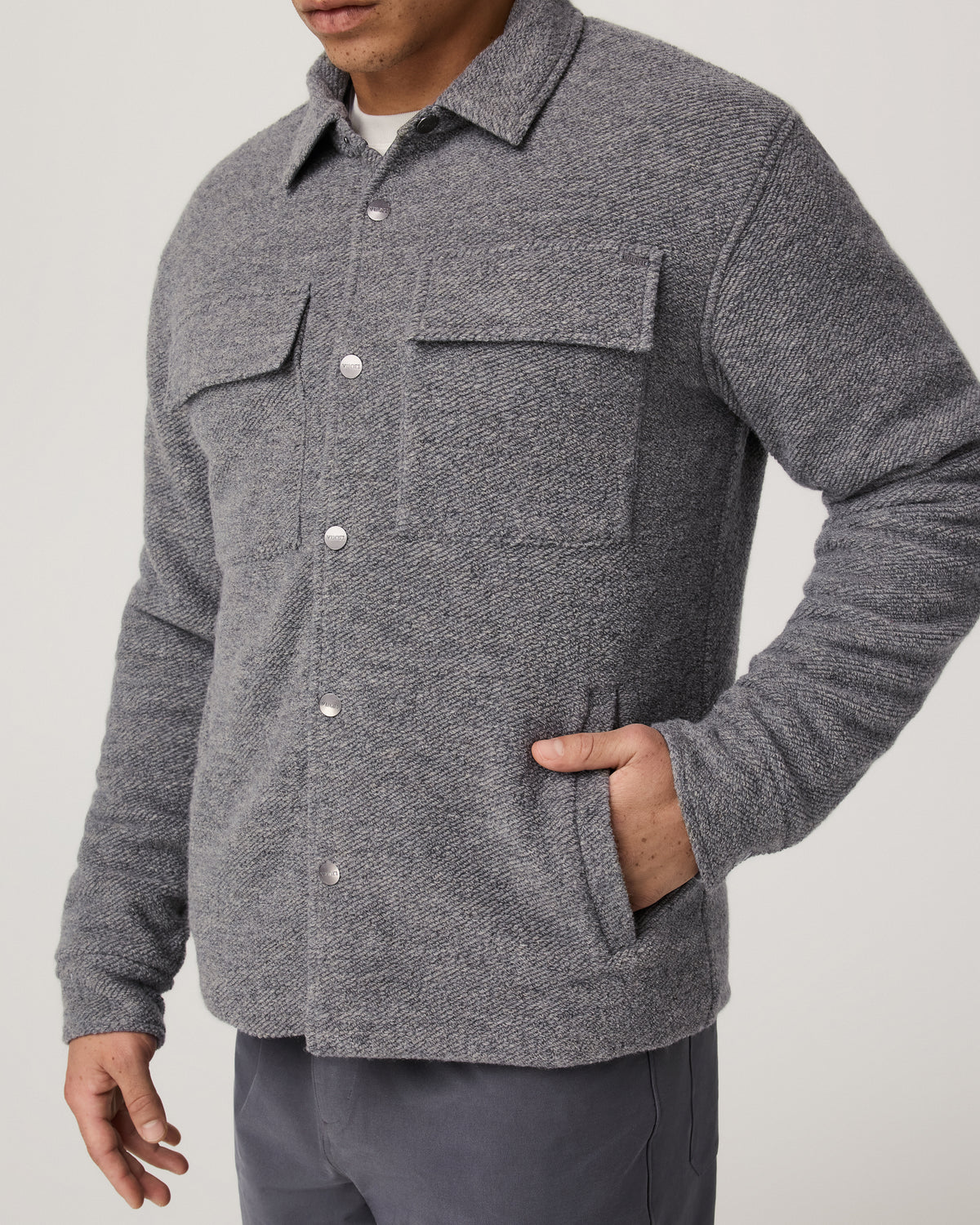Plymouth Wool Shirt Jacket Men's Heather Grey Jacket - Image 2