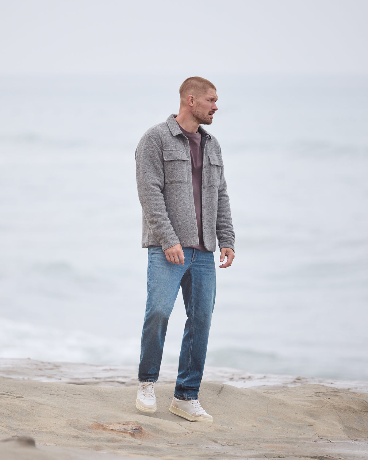 Plymouth Wool Shirt Jacket Men's Heather Grey Jacket - Image 5