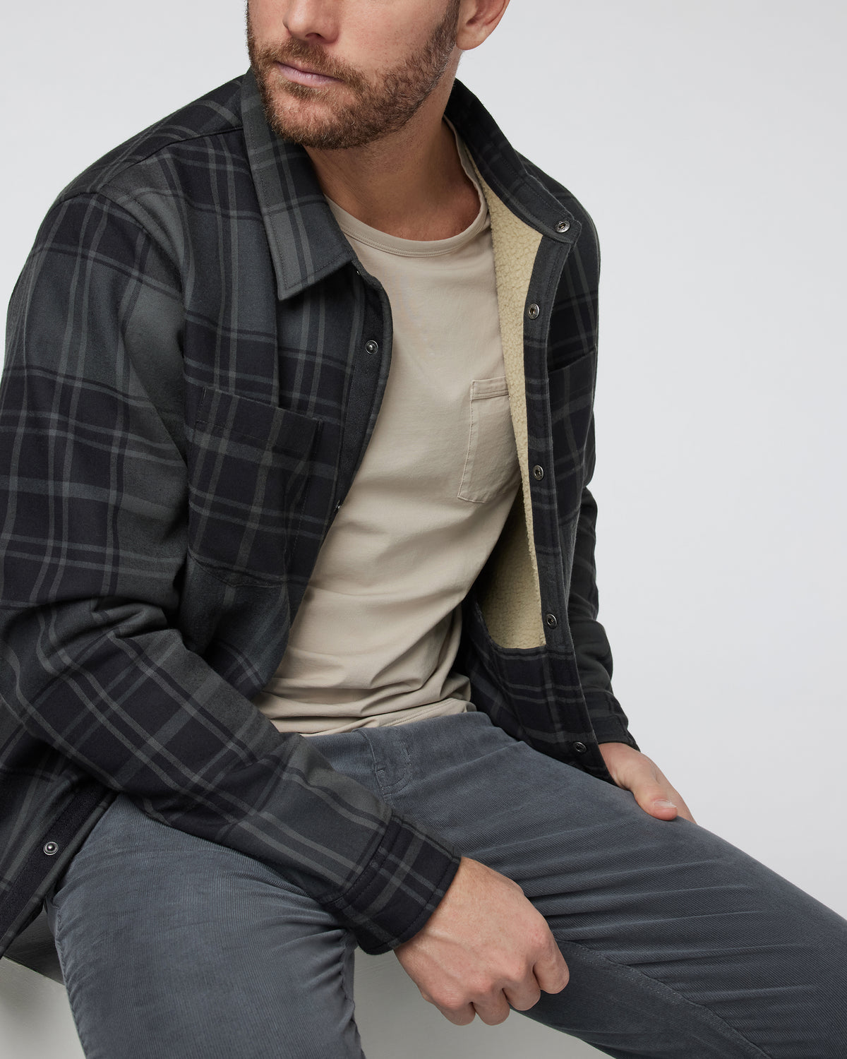 Coastside Shirt Jacket Men's Black Plaid Shirt