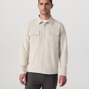 Waffle Shirt Jacket Men's Mushroom Waffle Knit Top