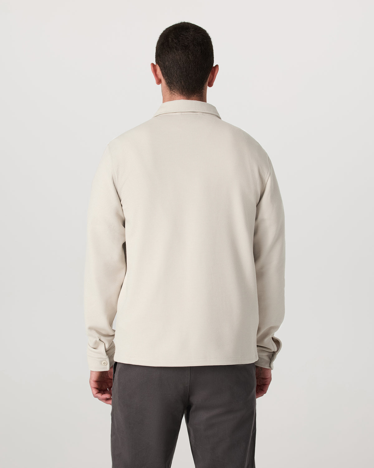 Waffle Shirt Jacket Men's Mushroom Waffle Knit Top - Image 3
