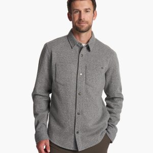 Del Mar Fleece Shirt Jacket Heather Grey Button Down