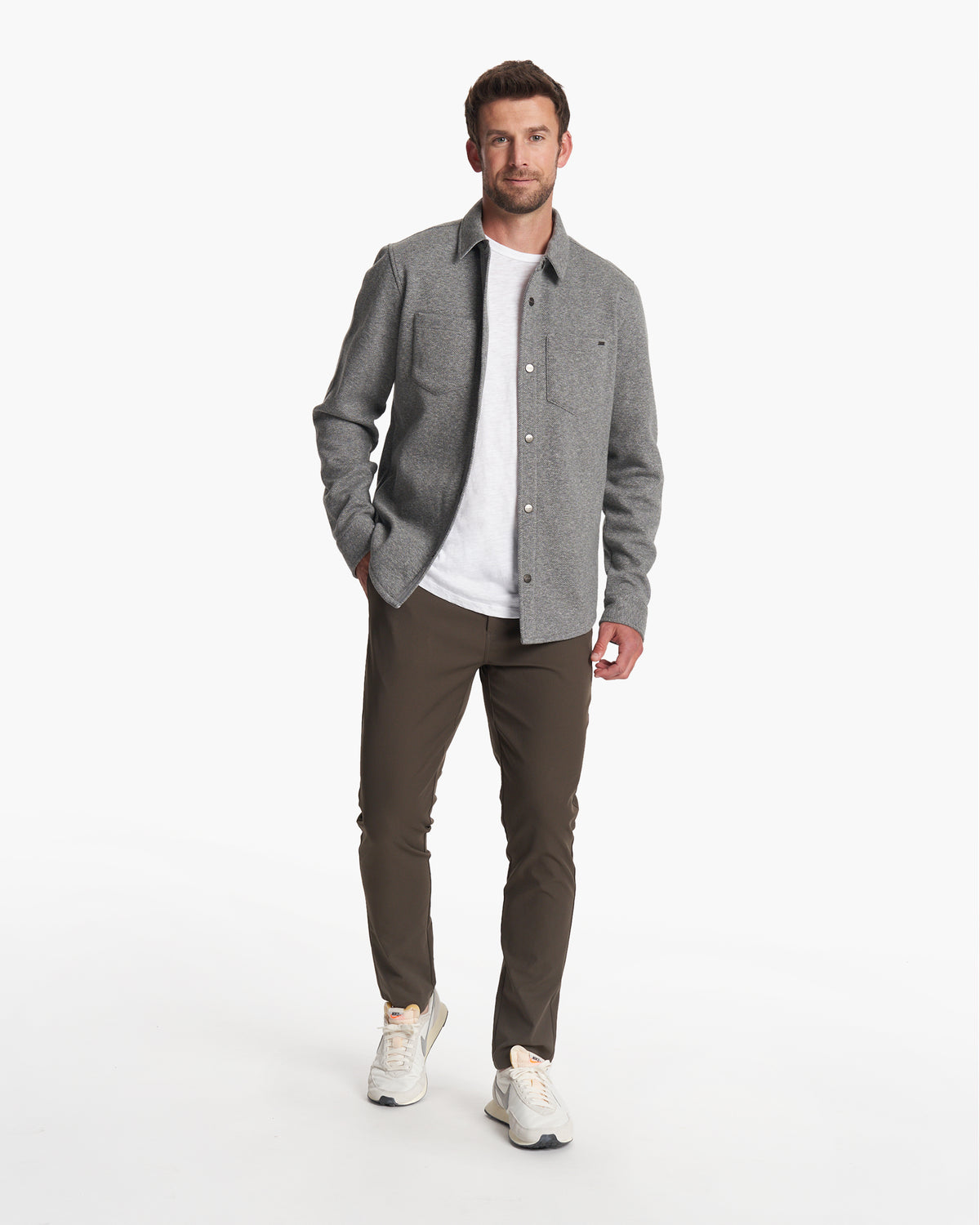 Del Mar Fleece Shirt Jacket Heather Grey Button Down - Image 3