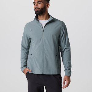 Venture Track Jacket Dusty Blue Linen Texture