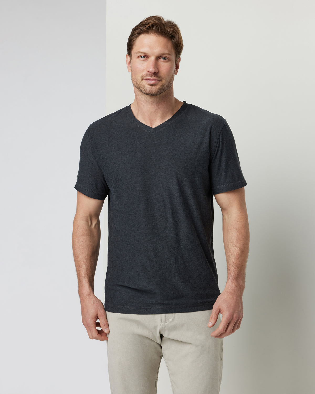 Strato Tech V-Neck Charcoal V-Neck Workout Shirt