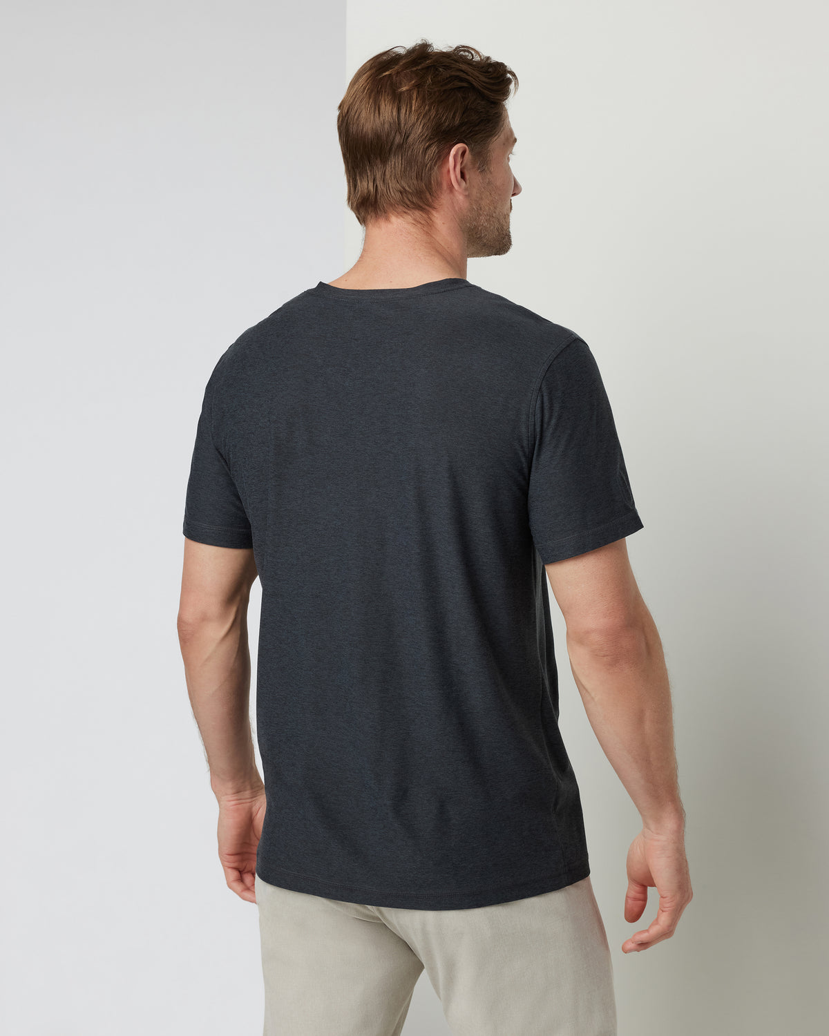 Strato Tech V-Neck Charcoal V-Neck Workout Shirt - Image 2