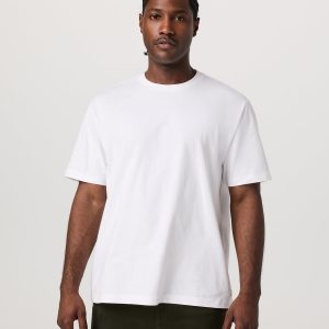 Short Sleeve Heavyweight Cotton Tee Men's White T-Shirt