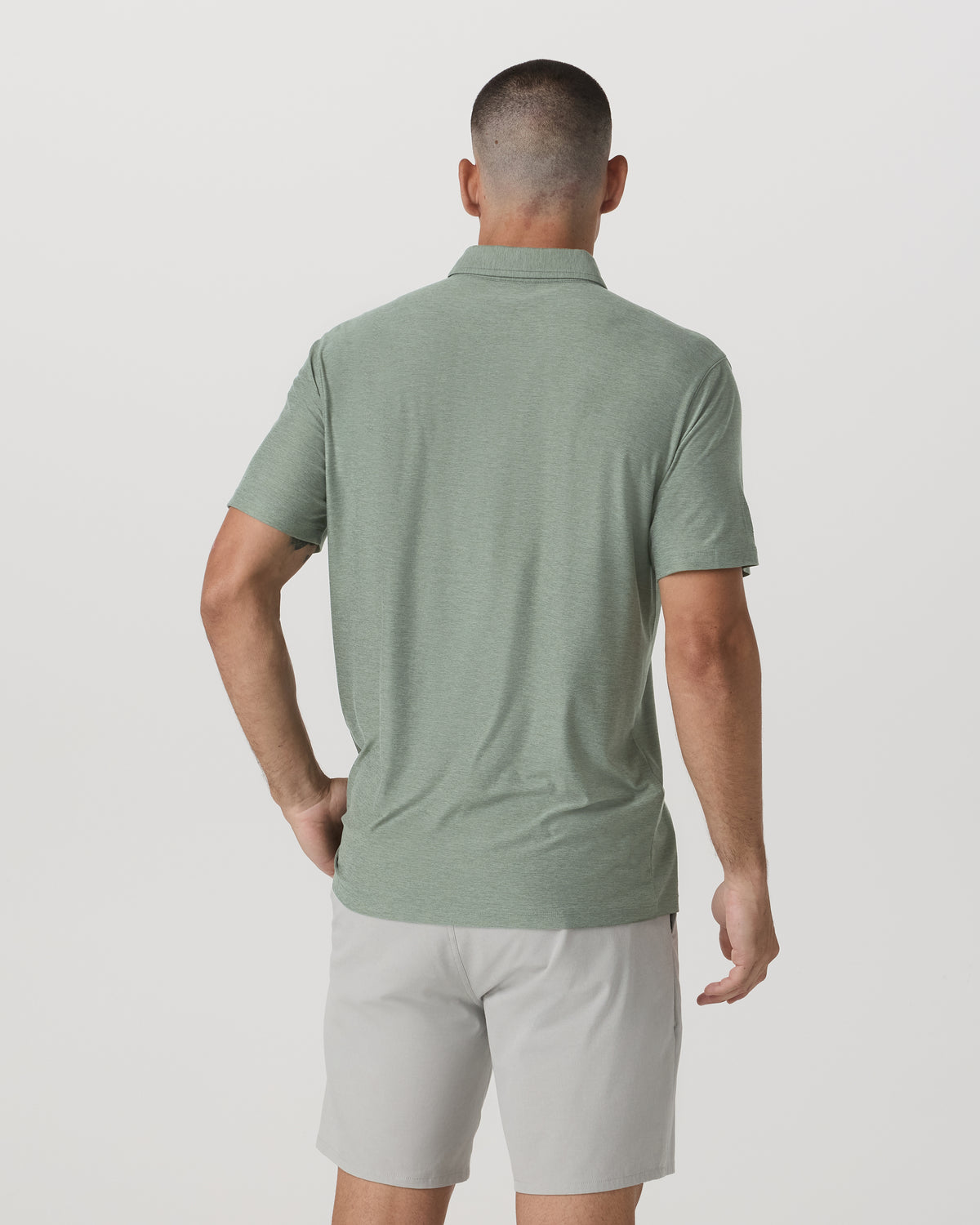 Strato Tech Polo Men's Thyme Heather Performance Shirt - Image 3