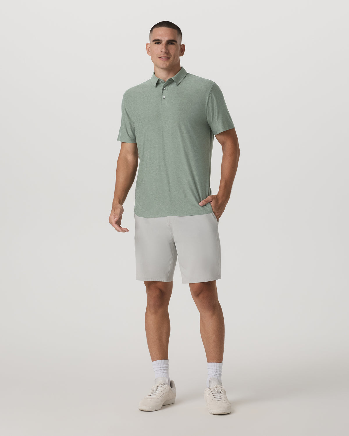 Strato Tech Polo Men's Thyme Heather Performance Shirt - Image 4