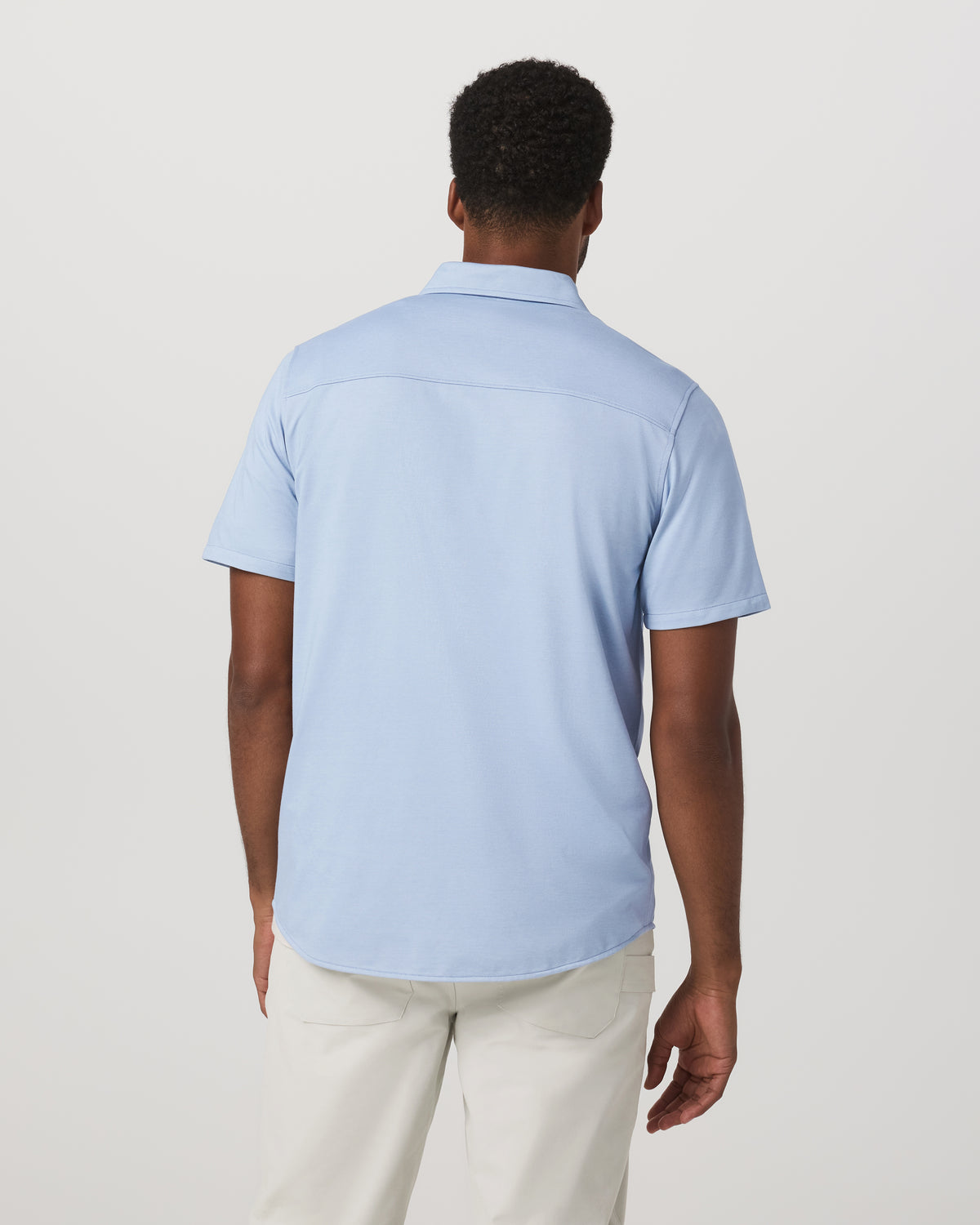 Short Sleeve Knit Oxford Button Down - Classic Fit Blue - Image 3