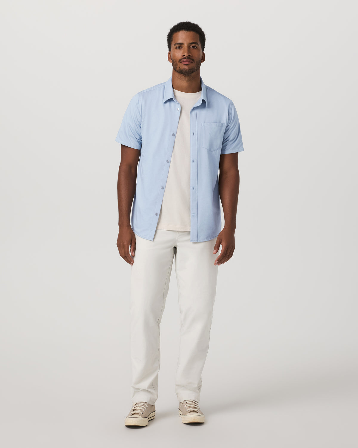 Short Sleeve Knit Oxford Button Down - Classic Fit Blue - Image 4