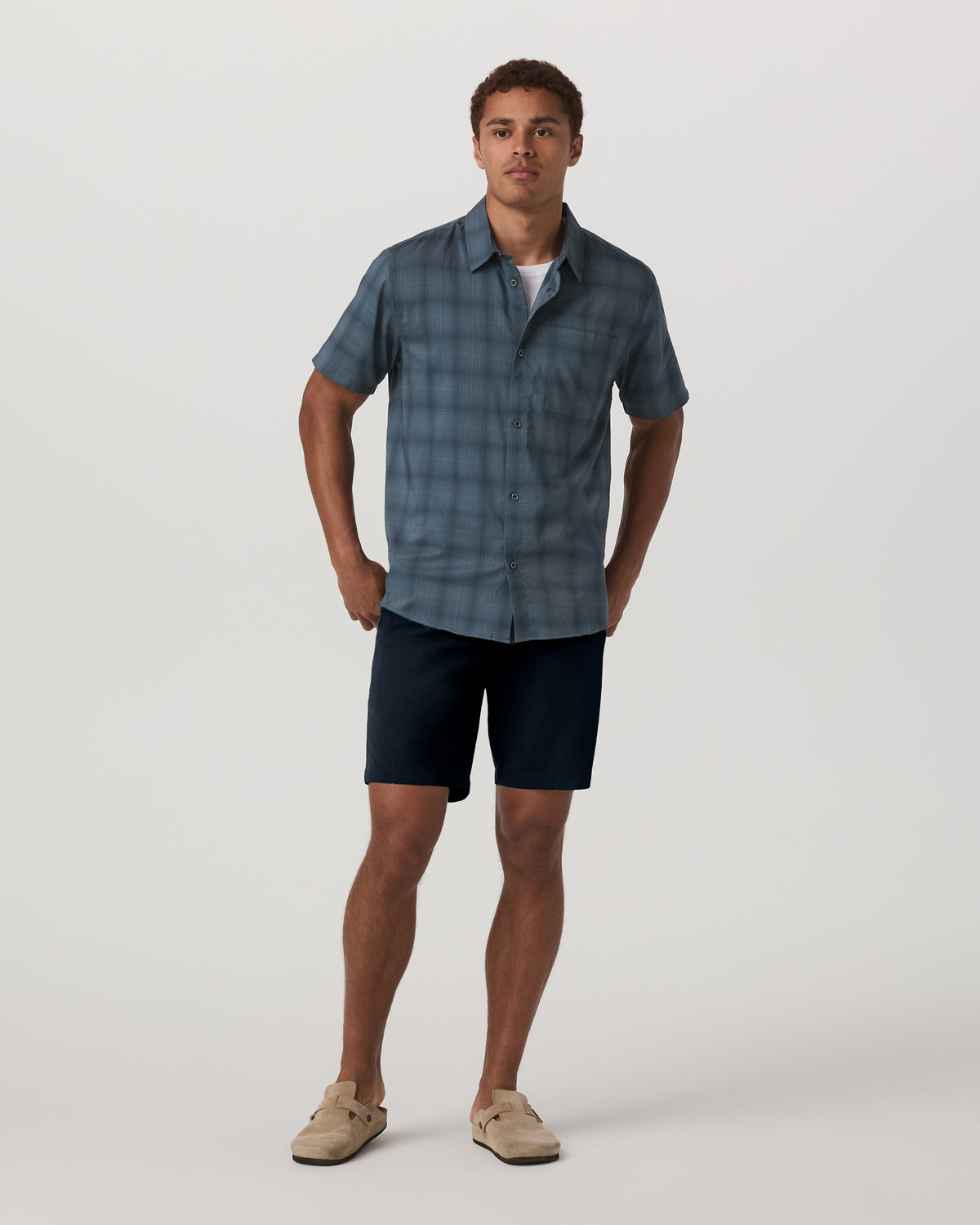 Short Sleeve Plaid Button Down Shirt Men's Abyss Shirt - Image 4