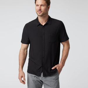 Short Sleeve Strato Button Down Men's Black Shirt