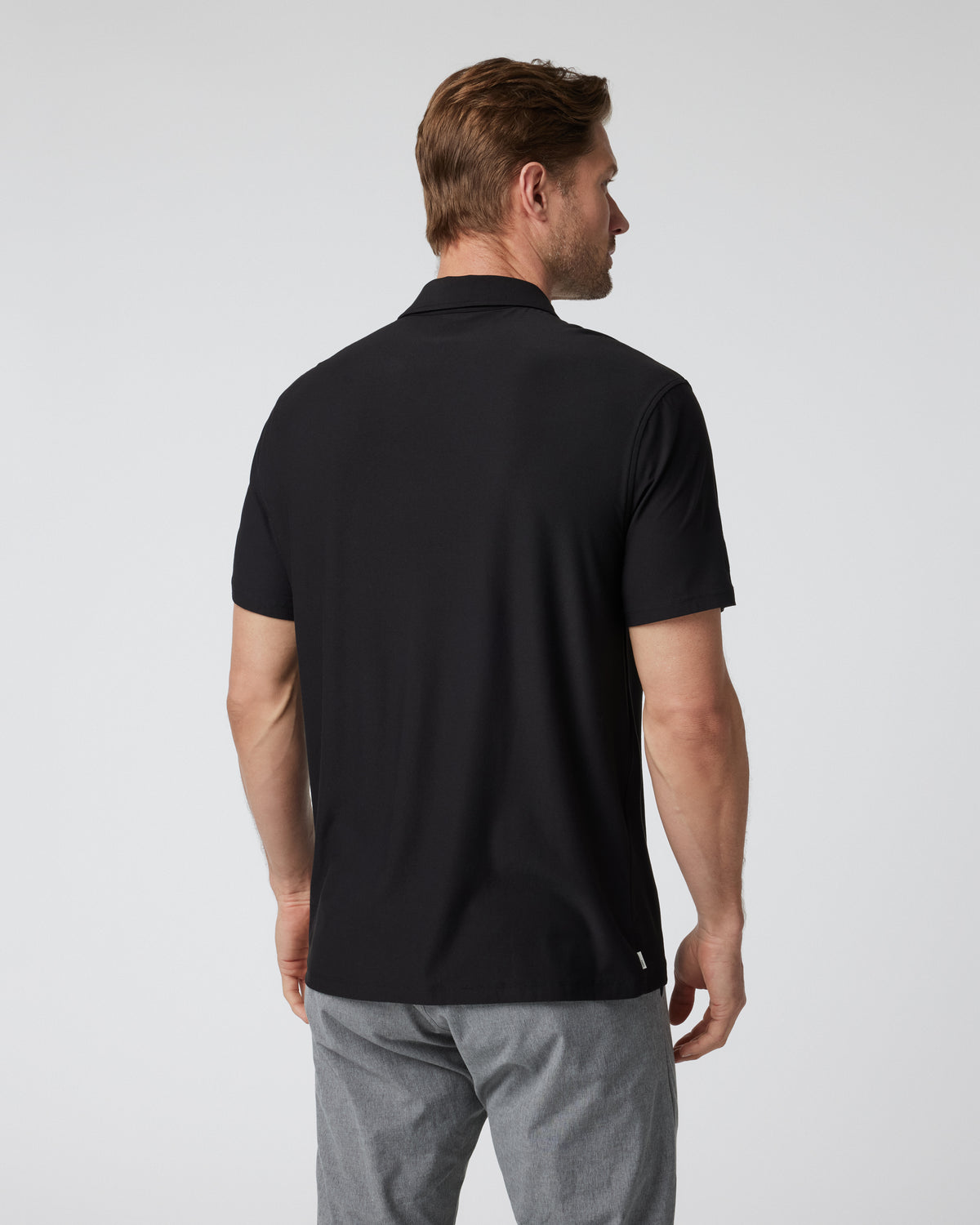 Short Sleeve Strato Button Down Men's Black Shirt - Image 2