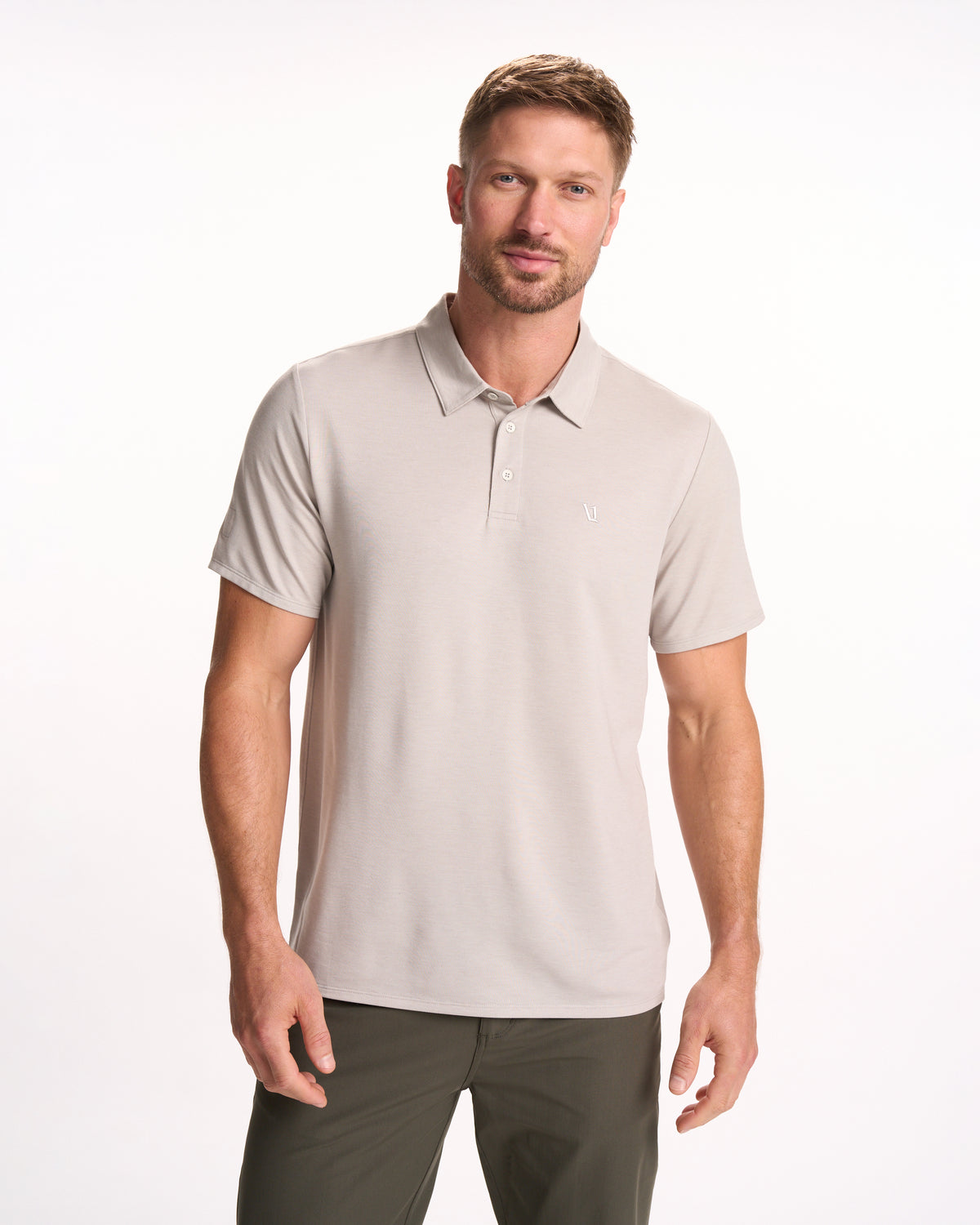 Knit Twill Polo Men's Beachsand Heather Golf Polo