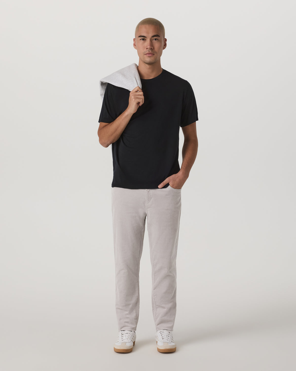 Short Sleeve Merino Wool Tee Men's Black Knit Shirt - Image 2