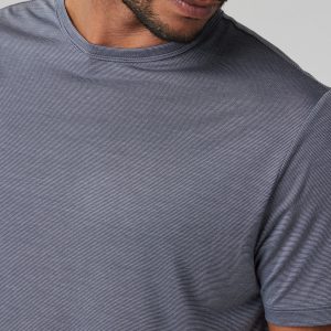 Short Sleeve Marina Stripe Tee Dark Pewter Run Shirt