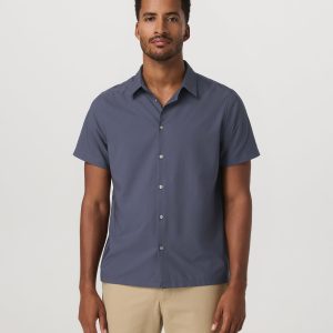 Short Sleeve Manhattan Button Down Men's Azure Shirt