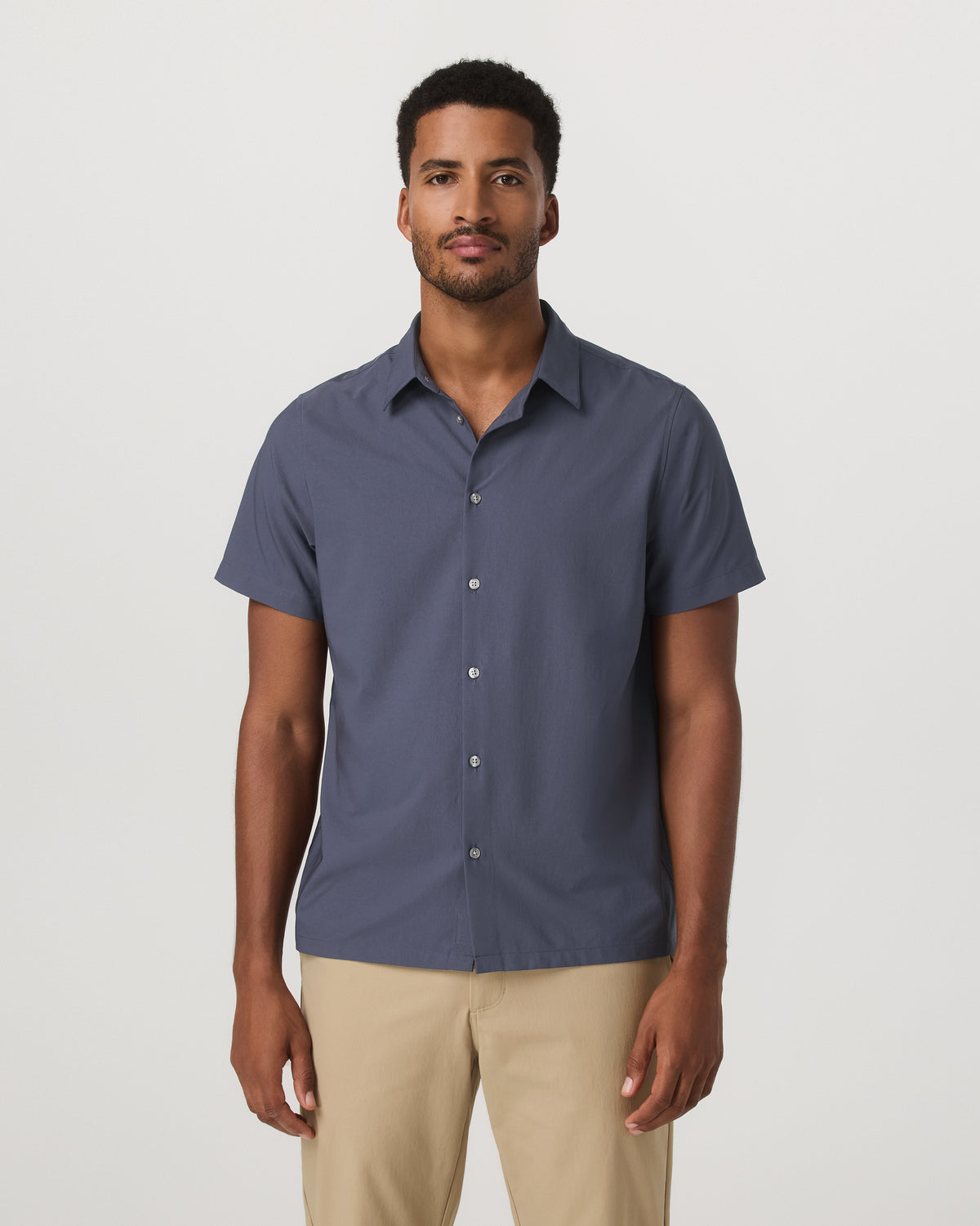 Short Sleeve Manhattan Button Down Men's Azure Shirt