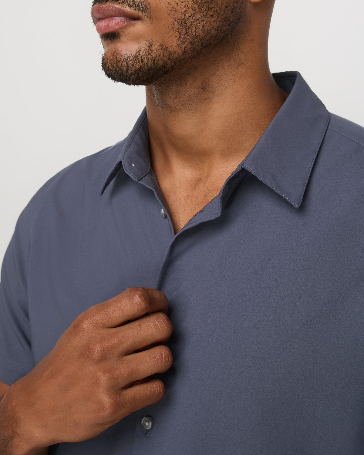 Short Sleeve Manhattan Button Down Men's Azure Shirt - Image 2